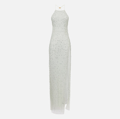 Abito Red Carpet in tulle con cristalli all-over