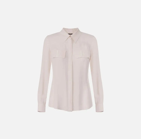 Camicia in georgette con patte ricamate