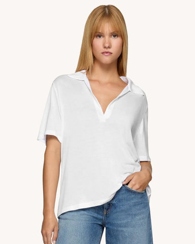 Dondup Polo scollo V regular in modal e seta