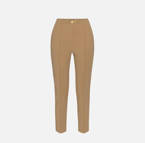 Elisabetta Franchi - Pantalone Dritto In Tessuto Tecnico Con Morsetto