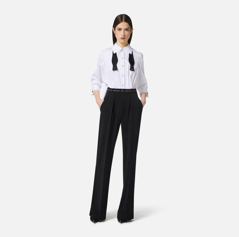 Elisabetta Franchi – Tuta in popeline di cotone e pantalone in crêpe leggero
