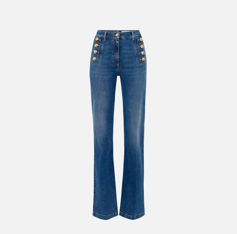 Jeans a zampa con bottoniera