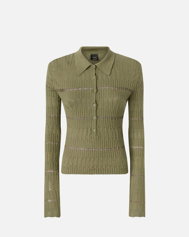 Polo maniche lunghe con riga metallizzata