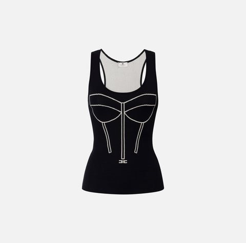 Top con disegno corsetto