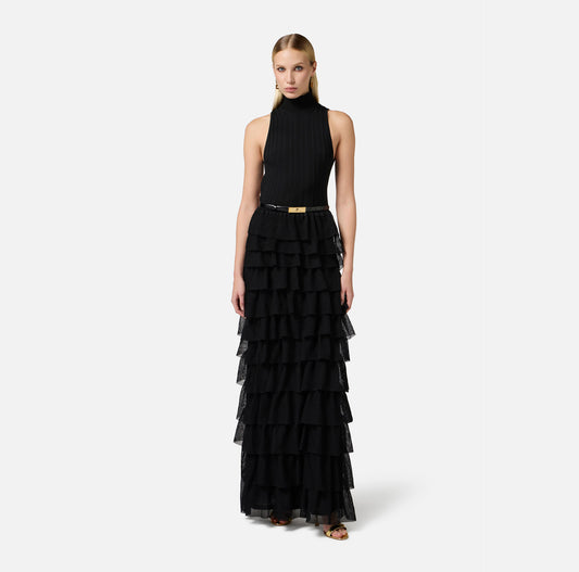 Abito Red Carpet in maglia con balze