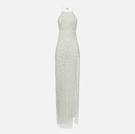 Abito Red Carpet in tulle con cristalli all-over