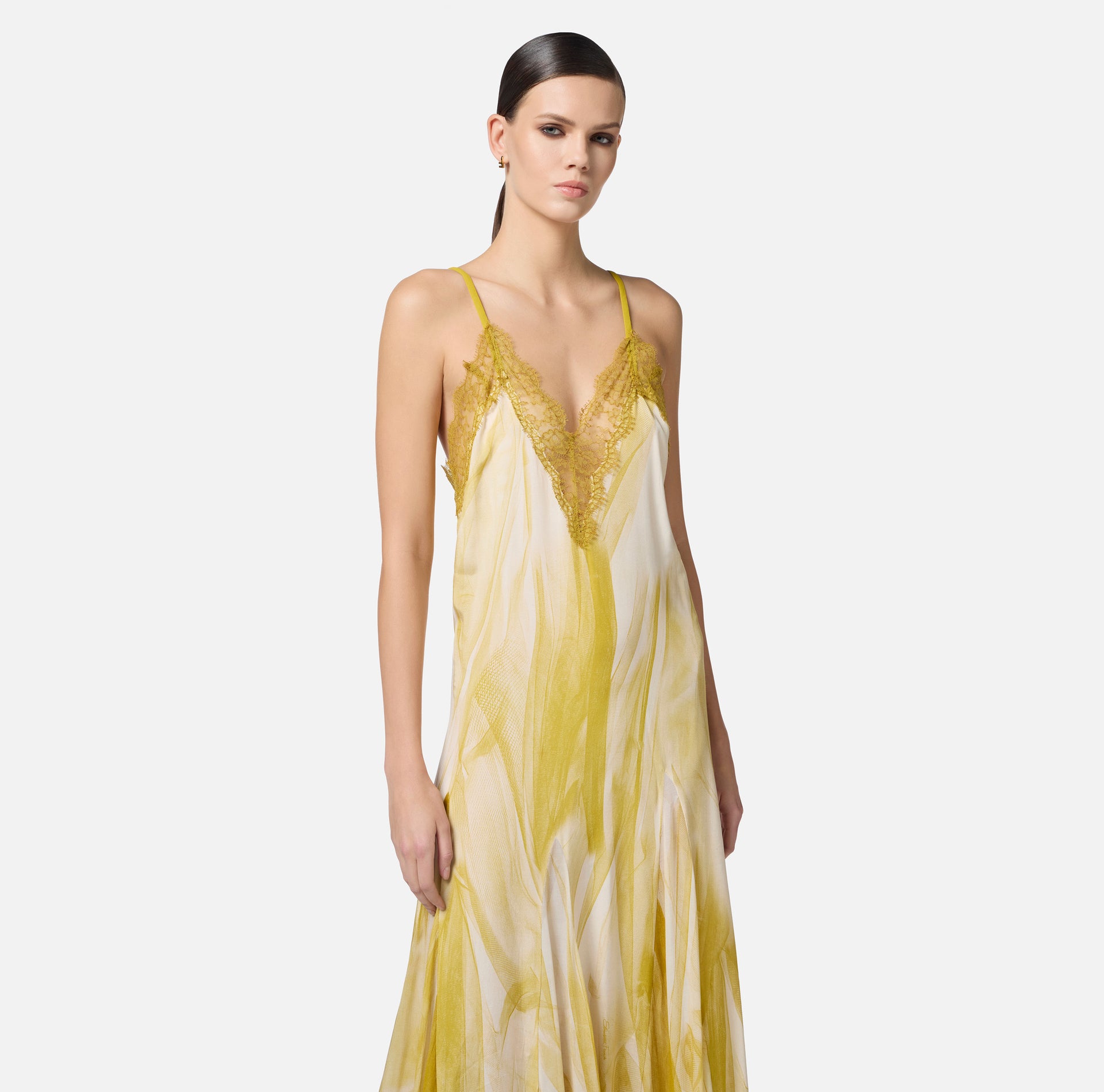 Abito Red Carpet in viscosa con stampa tulle