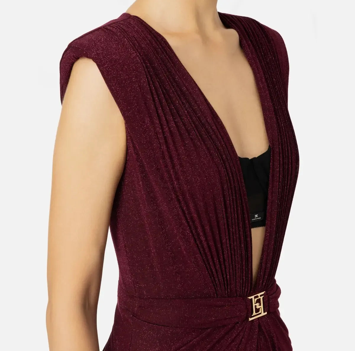Abito red carpet in jersey lurex con reggiseno