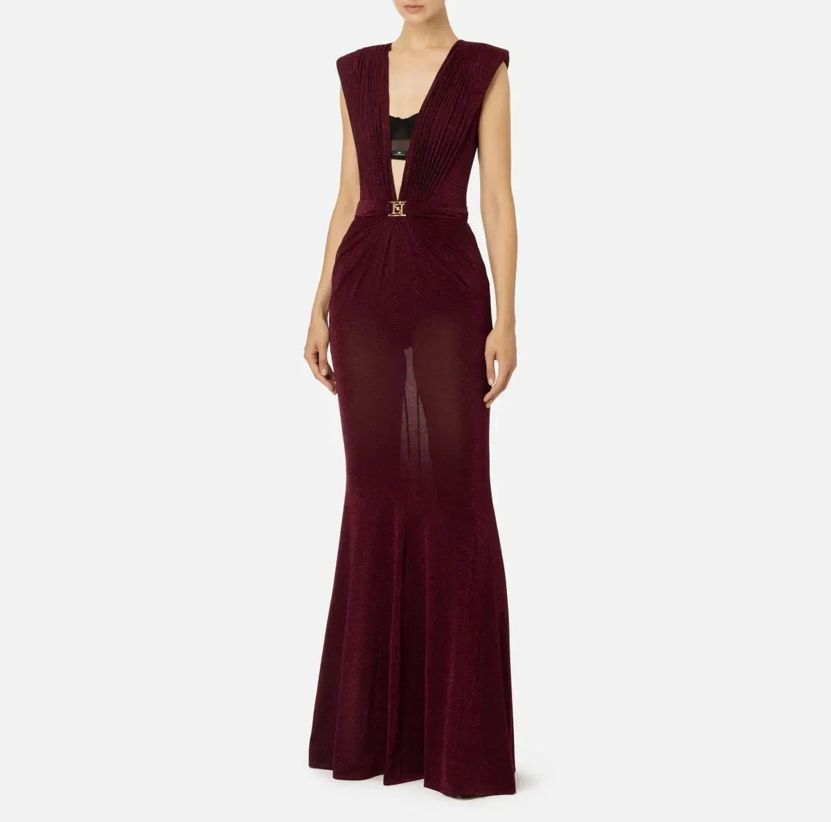 Abito red carpet in jersey lurex con reggiseno