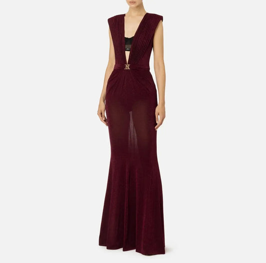 Abito red carpet in jersey lurex con reggiseno