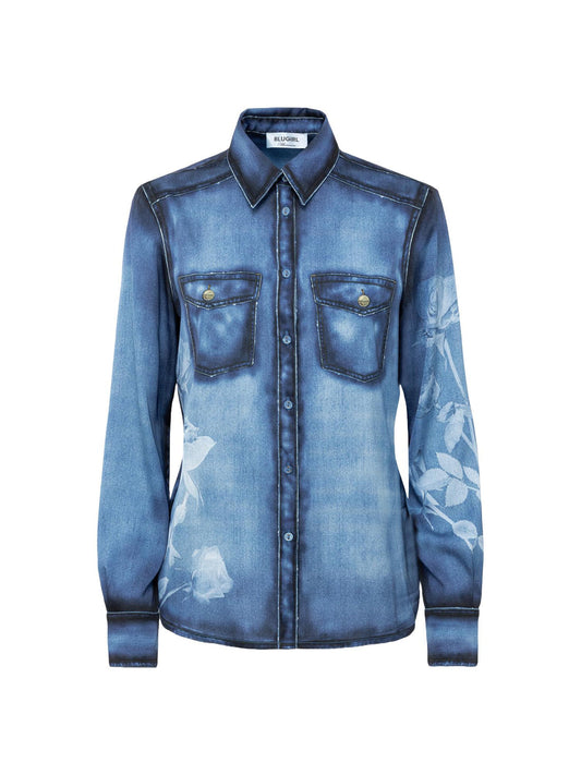 Blugirl Camicia in raso effetto denim