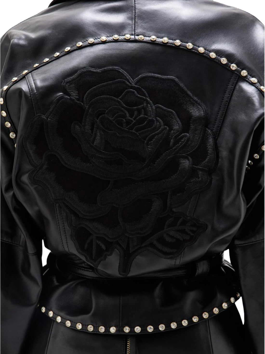 Blugirl Giubbino in pelle con rosa ricamata
