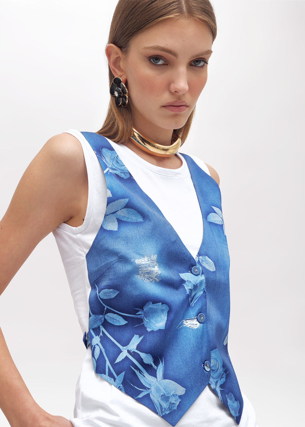 Blugirl T-Shirt oversize con stampa gilet