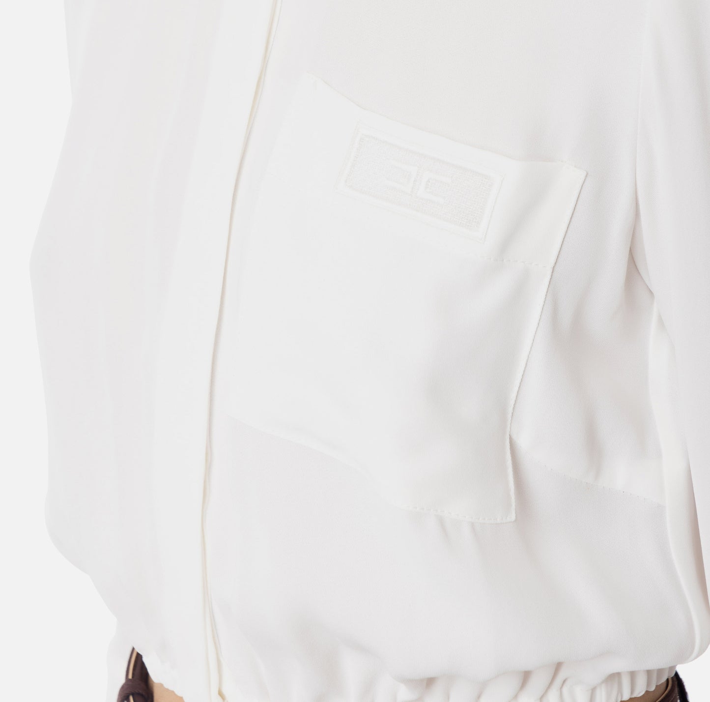 Camicia cropped in georgette con elastico