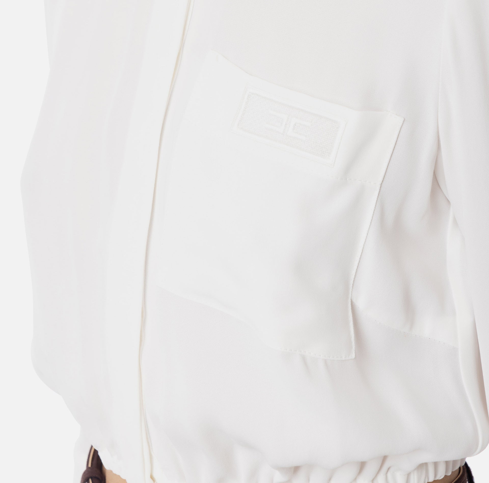 Camicia cropped in georgette con elastico