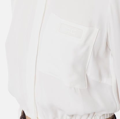 Camicia cropped in georgette con elastico