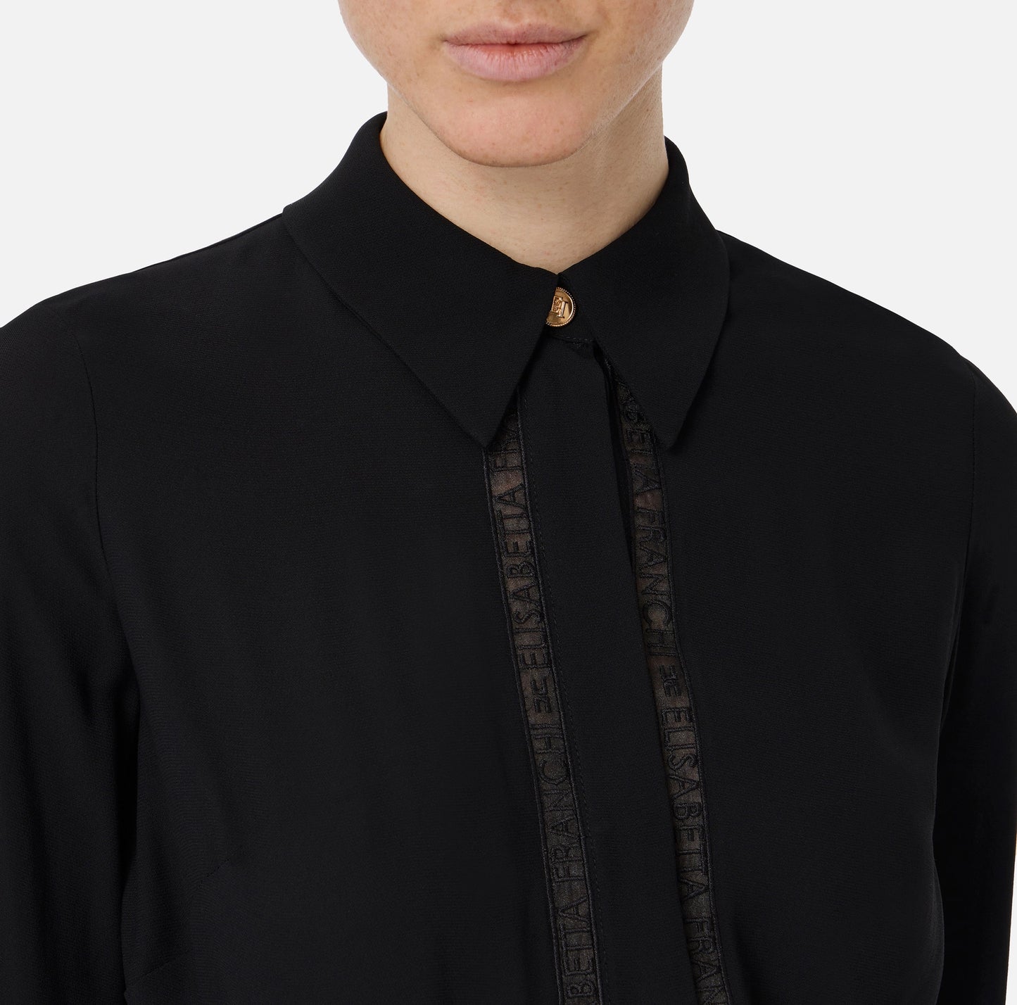 Camicia in georgette con bande lettering