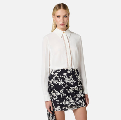Camicia in georgette con bande lettering
