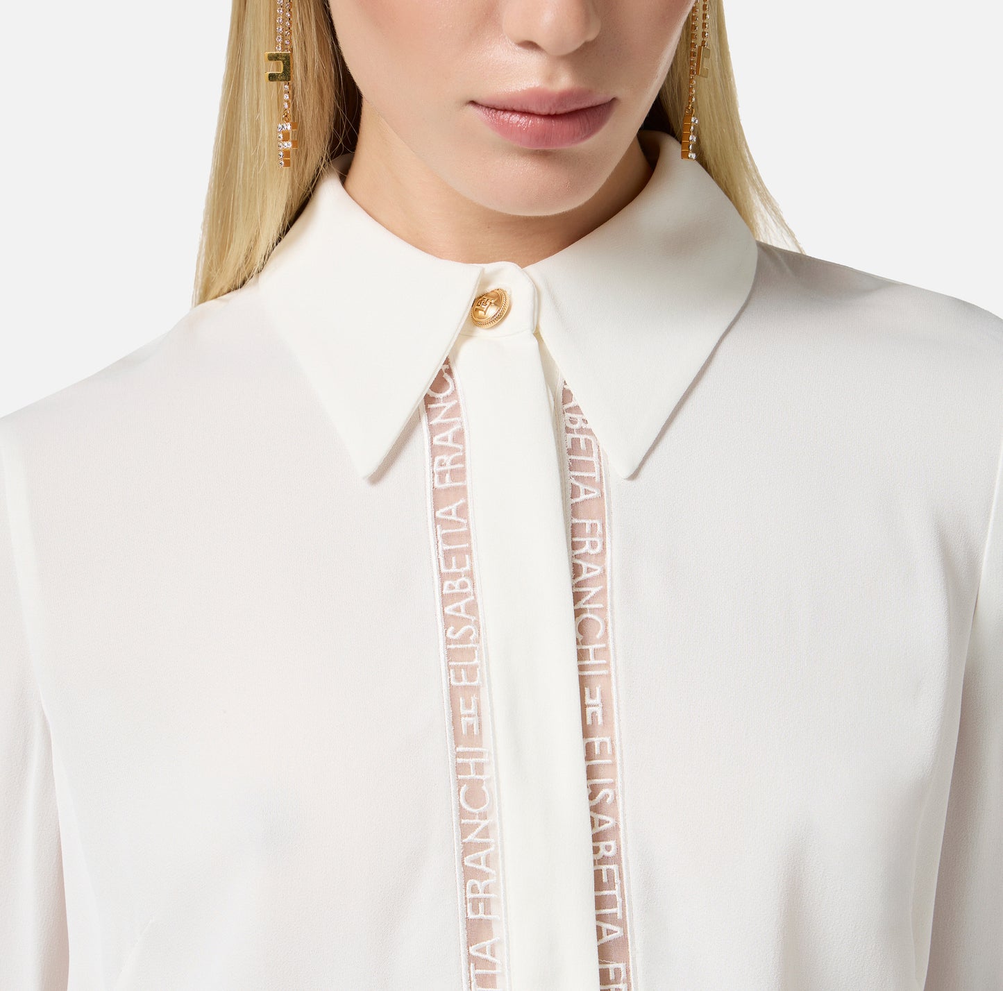Camicia in georgette con bande lettering