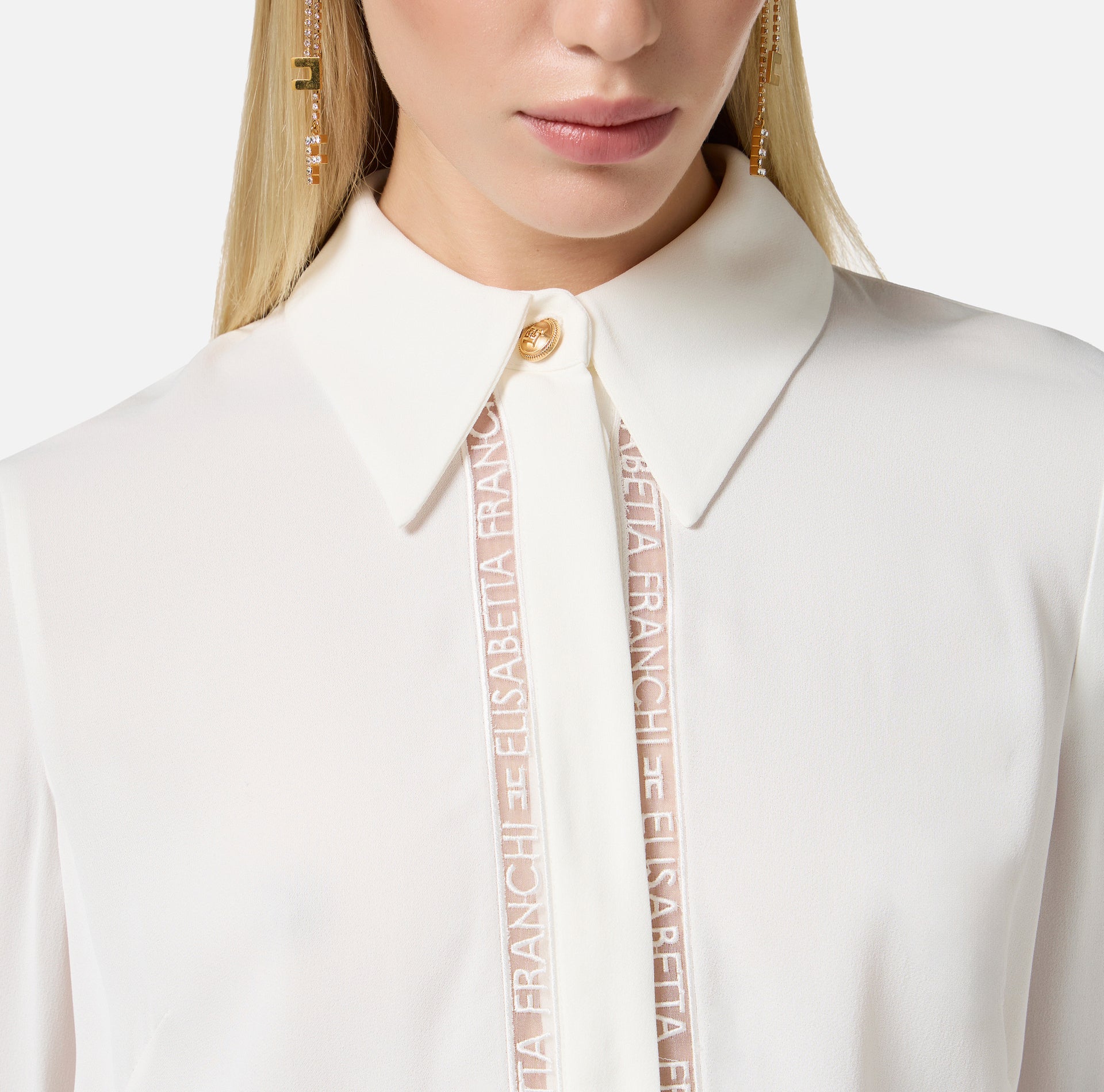 Camicia in georgette con bande lettering