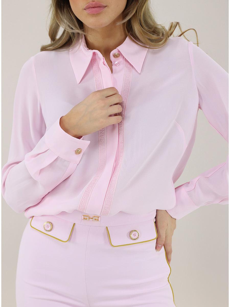 Camicia in georgette con bande lettering