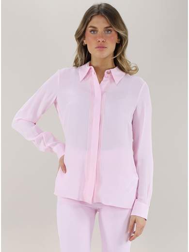 Camicia in georgette con bande lettering