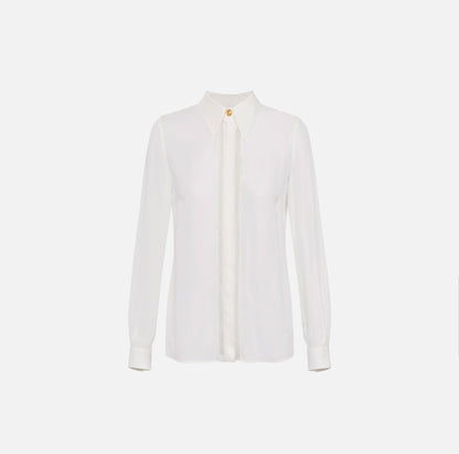 Camicia in georgette con bande lettering