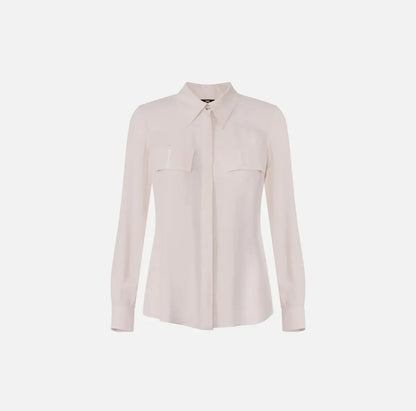 Camicia in georgette con patte ricamate