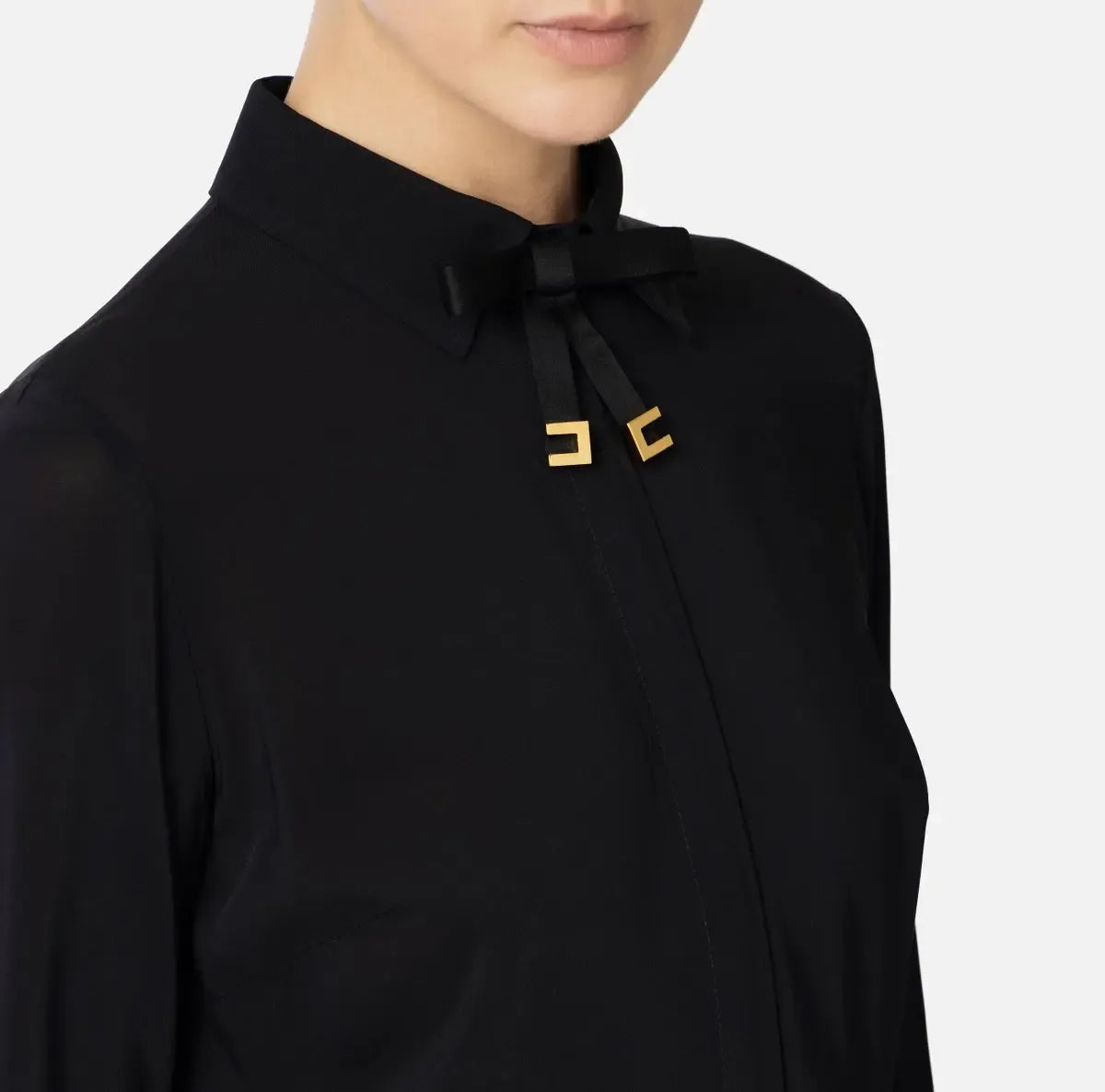 Camicia in georgette stretch con fiocco