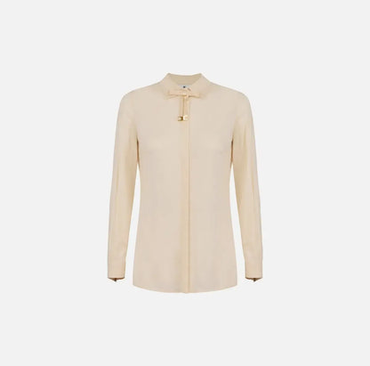 Camicia in georgette stretch con fiocco