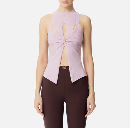 Canotta a costine con cut-out