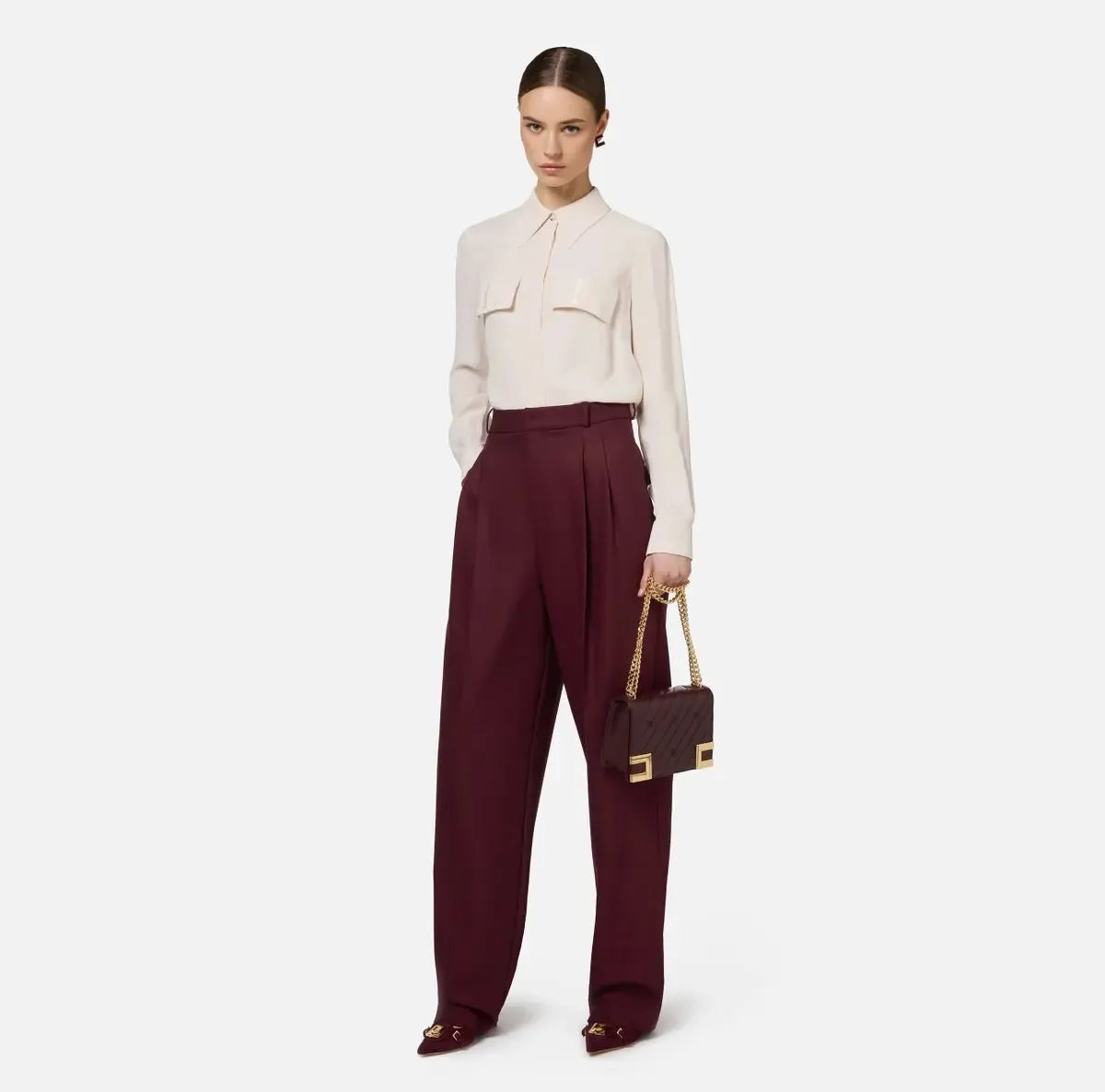 Elisabetta Franchi - Camicia In Georgette Con Patte Ricamate