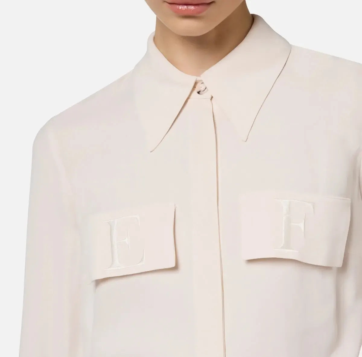Elisabetta Franchi - Camicia In Georgette Con Patte Ricamate