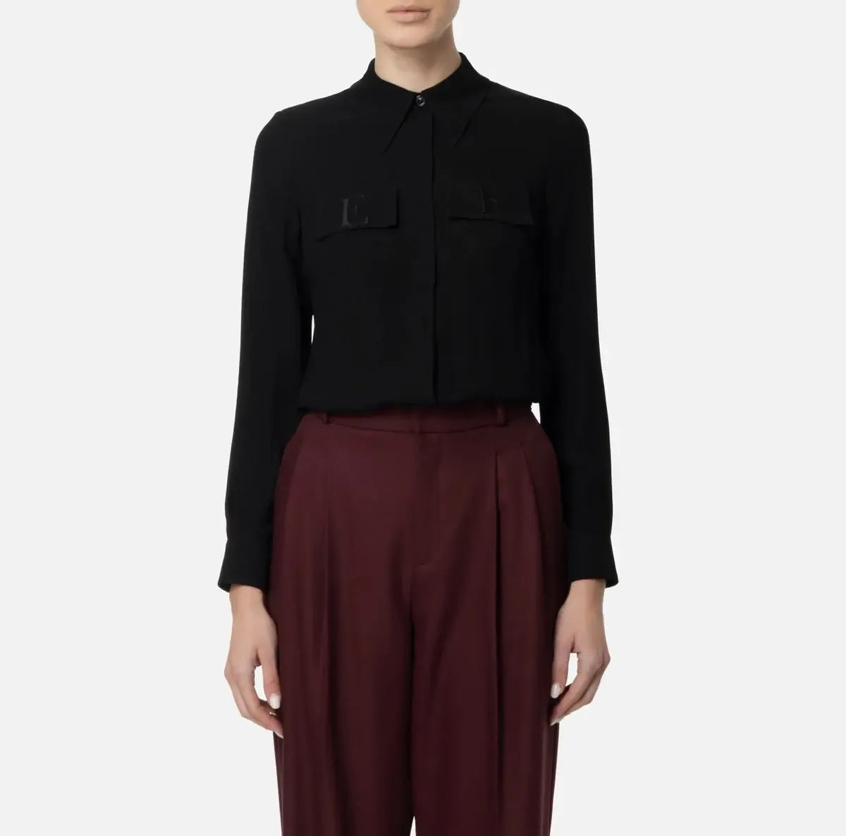 Elisabetta Franchi - Camicia In Georgette Con Patte Ricamate