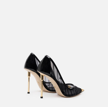 Elisabetta Franchi - Décolleté In Rete Con Logo In Flock