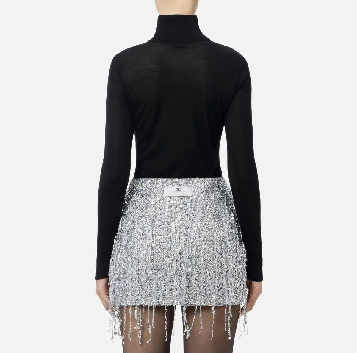 Elisabetta Franchi - Dolcevita In Lana Merino Con Logo Jacquard