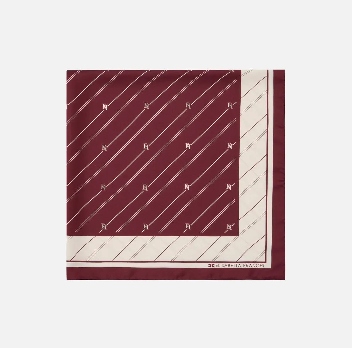 Elisabetta Franchi - Foulard In Seta Con Pattern Righe Diagonali E Logo