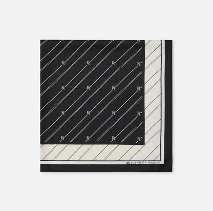 Elisabetta Franchi - Foulard In Seta Con Pattern Righe Diagonali E Logo