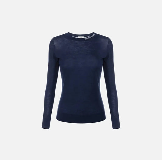 Elisabetta Franchi - Maglia In Lana Merino Con Logo Jacquard In Contrasto