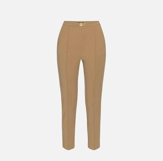 Elisabetta Franchi - Pantalone Dritto In Tessuto Tecnico Con Morsetto