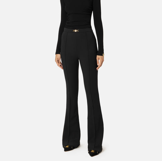 Elisabetta Franchi - Pantalone Palazzo In Crêpe Stretch Con Morsetto