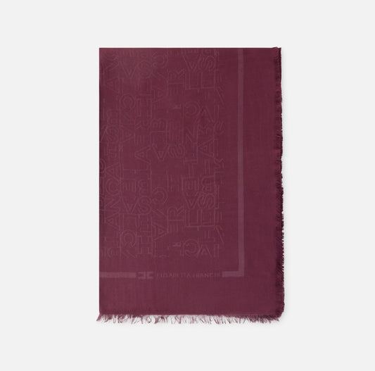 Elisabetta Franchi - Pashmina Rettangolare In Jacquard Con Lettering Logo
