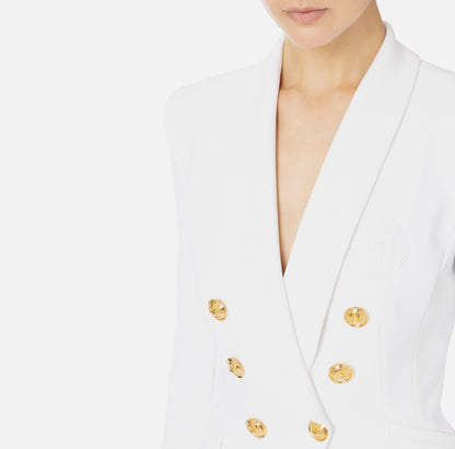 Elisabetta Franchi - Tailleur In Doppio Crêpe Stretch Con Giacca Sciallata E Pantalone A Palazzo
