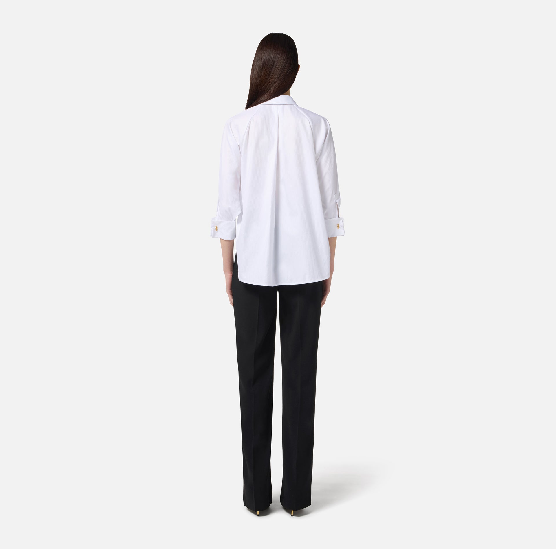 Elisabetta Franchi – Tuta in popeline di cotone e pantalone in crêpe leggero