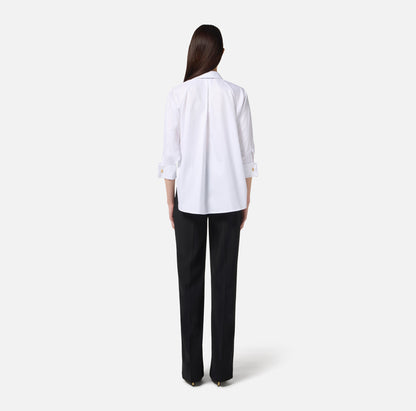 Elisabetta Franchi – Tuta in popeline di cotone e pantalone in crêpe leggero