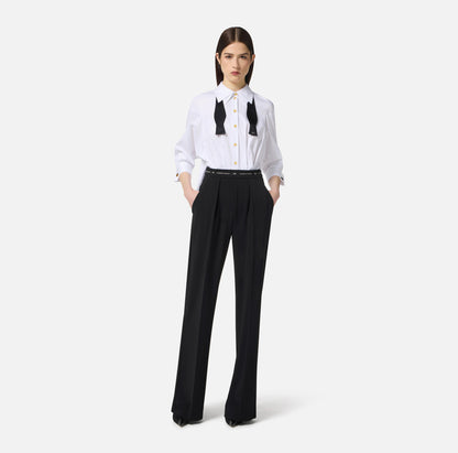 Elisabetta Franchi – Tuta in popeline di cotone e pantalone in crêpe leggero