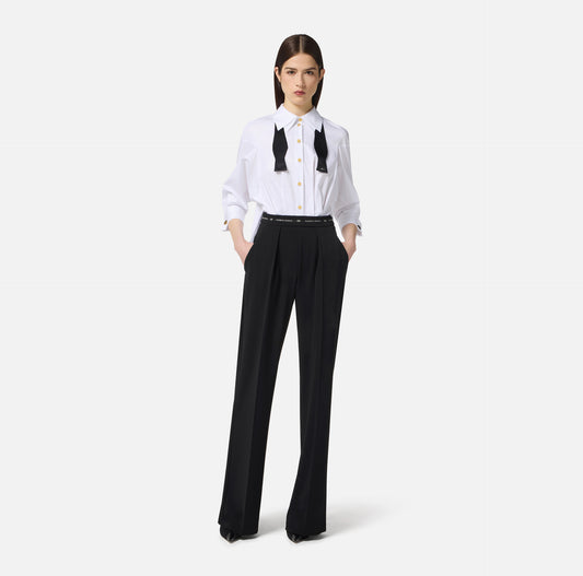 Elisabetta Franchi – Tuta in popeline di cotone e pantalone in crêpe leggero