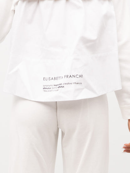 Elisabetta Franchi – Tuta lunga avorio in cotone e poliestere con zip frontale