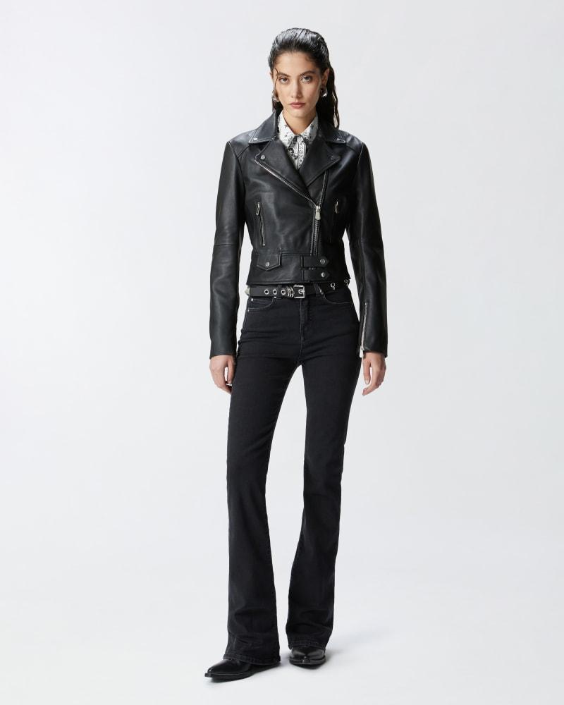 Giacca biker corta in nappa con zip
