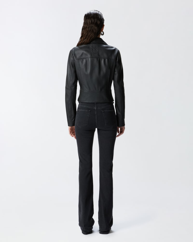 Giacca biker corta in nappa con zip